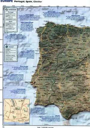 Detailed map of Spain and Portugal for travelers with cities and roads