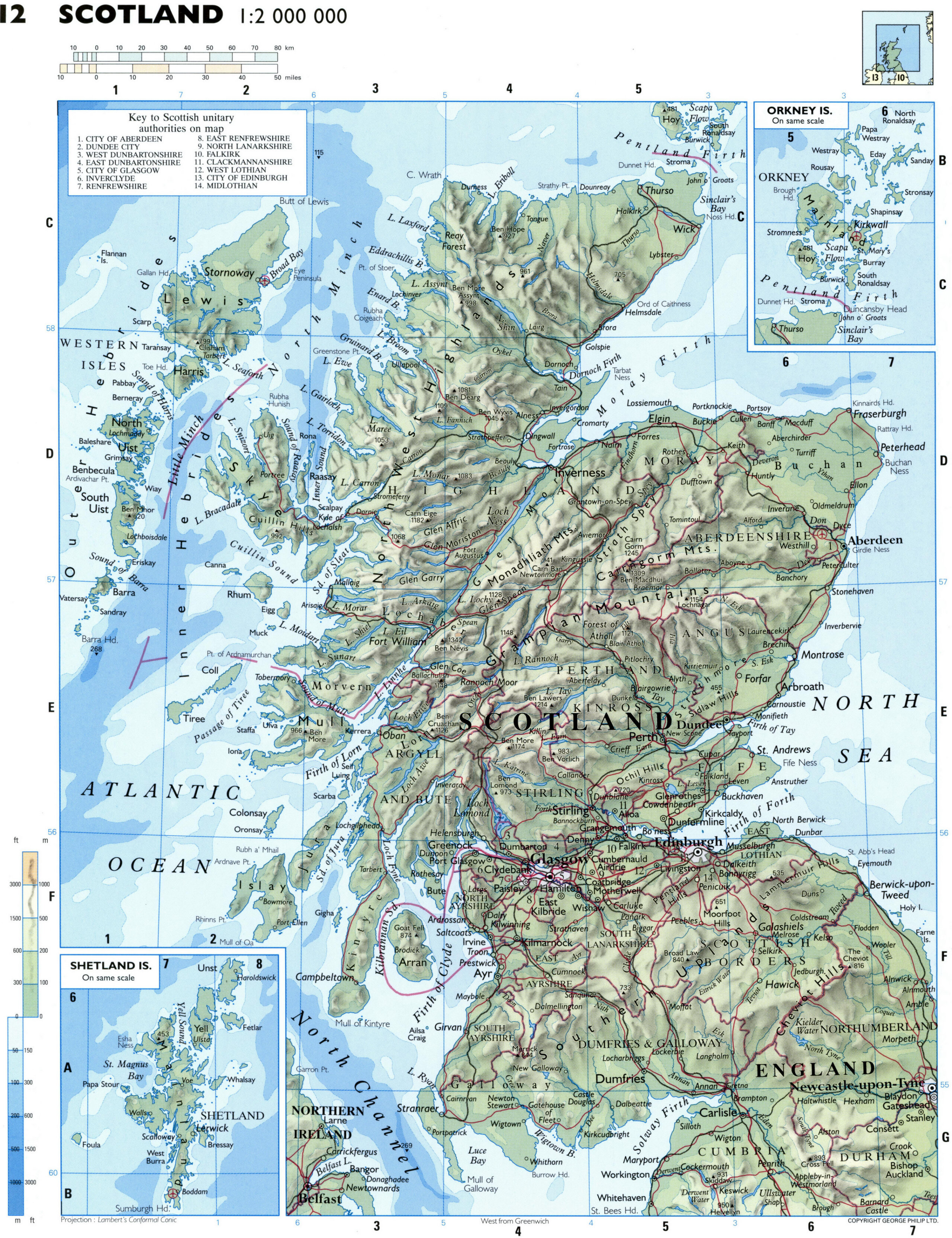Scotland physical map