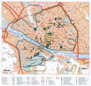Firenze (Italy) map of the city center with sights