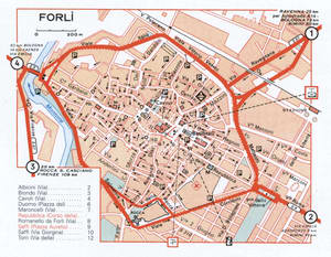 Forli (Italy) tourist map with interesting places