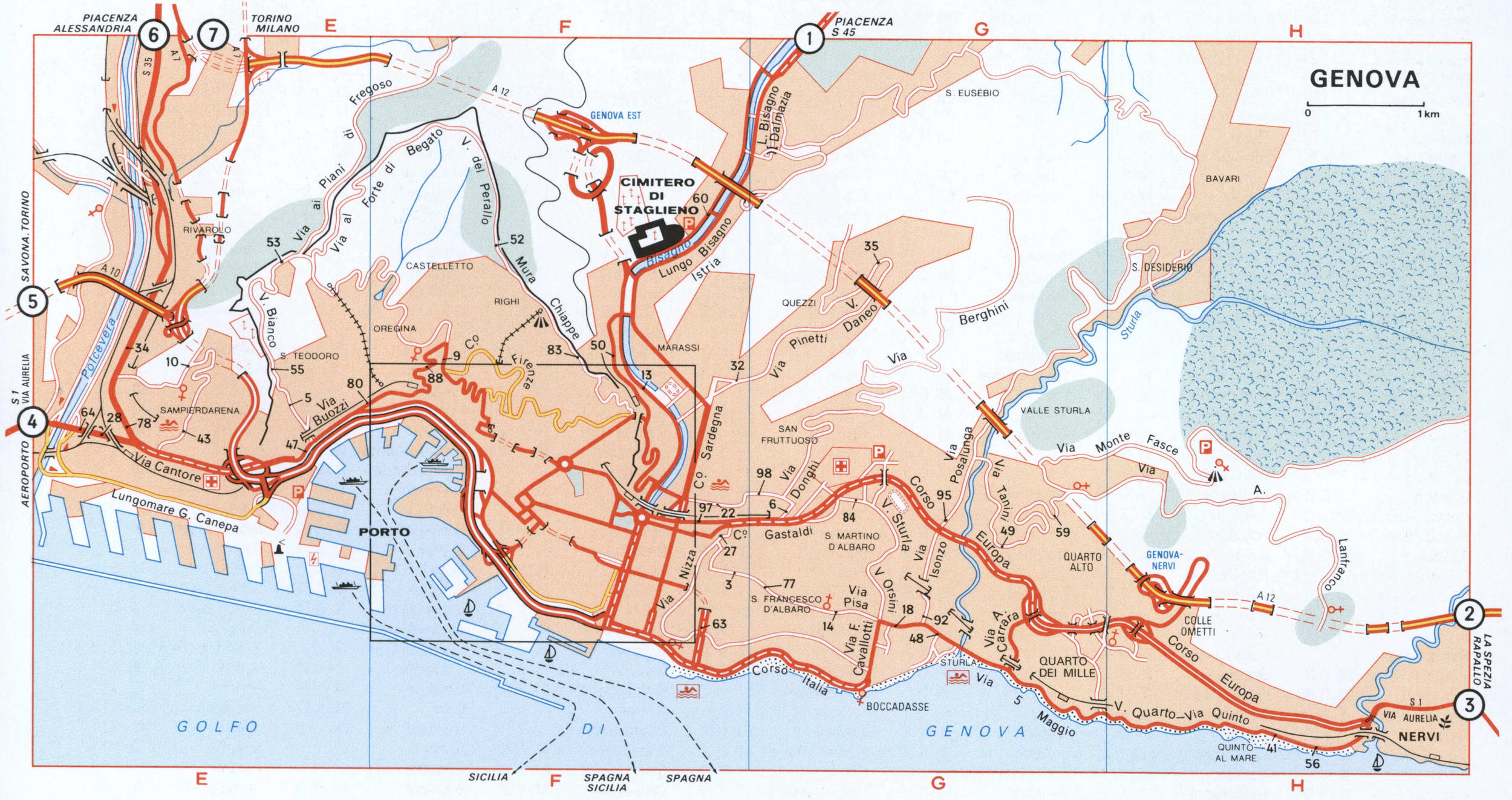 Genova (Italy) tourist map