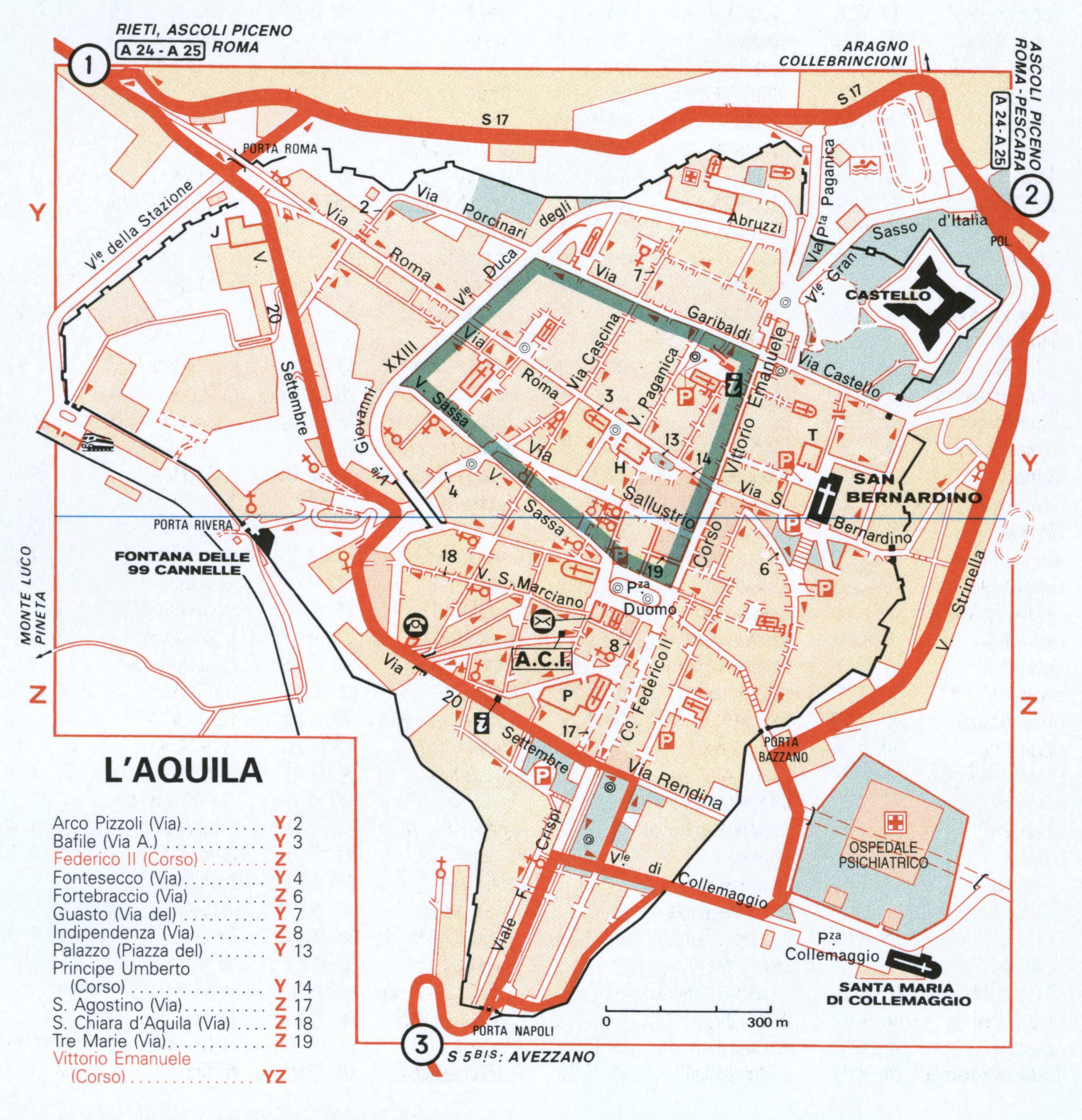 L'Aquila (Italy) tourist map