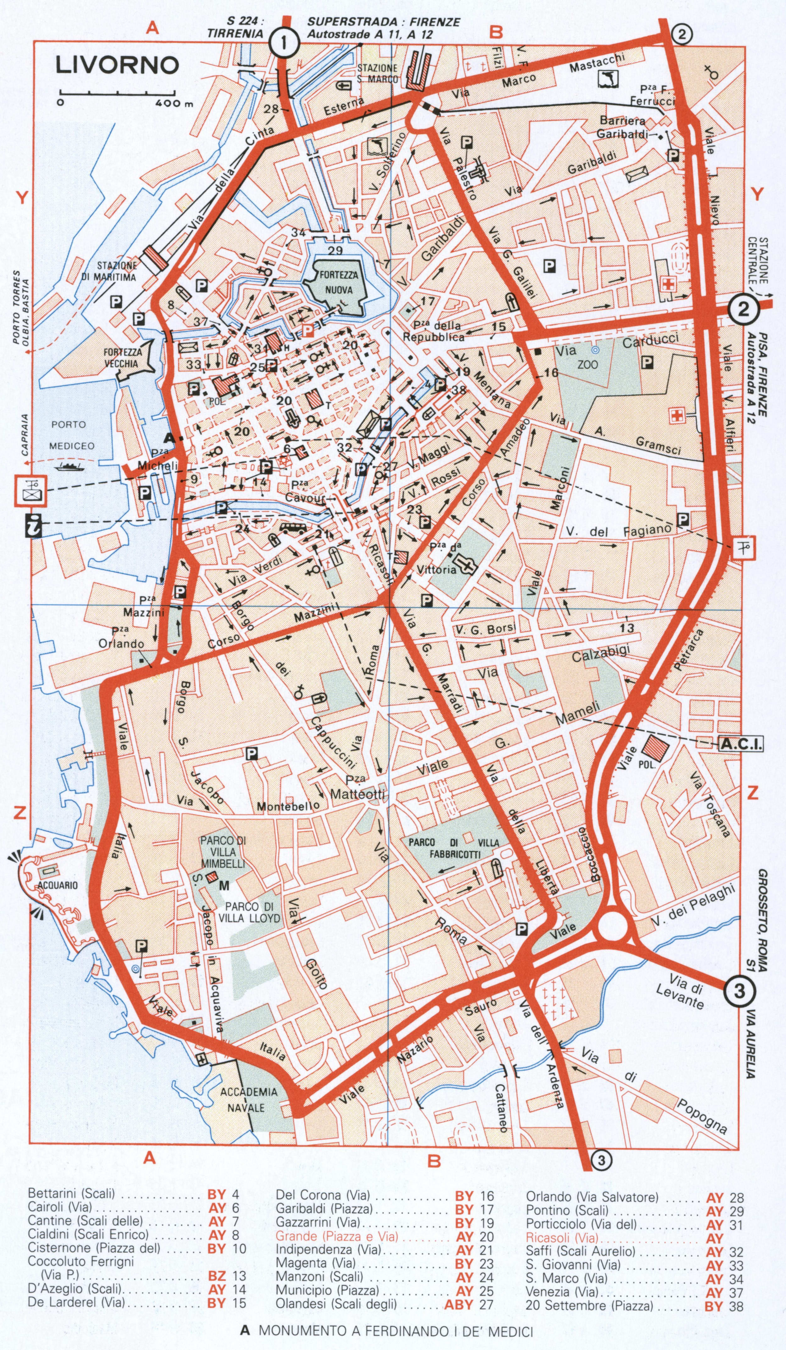 Livorno (Italy) tourist map