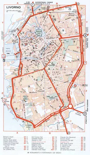 Livorno (Italy) tourist map