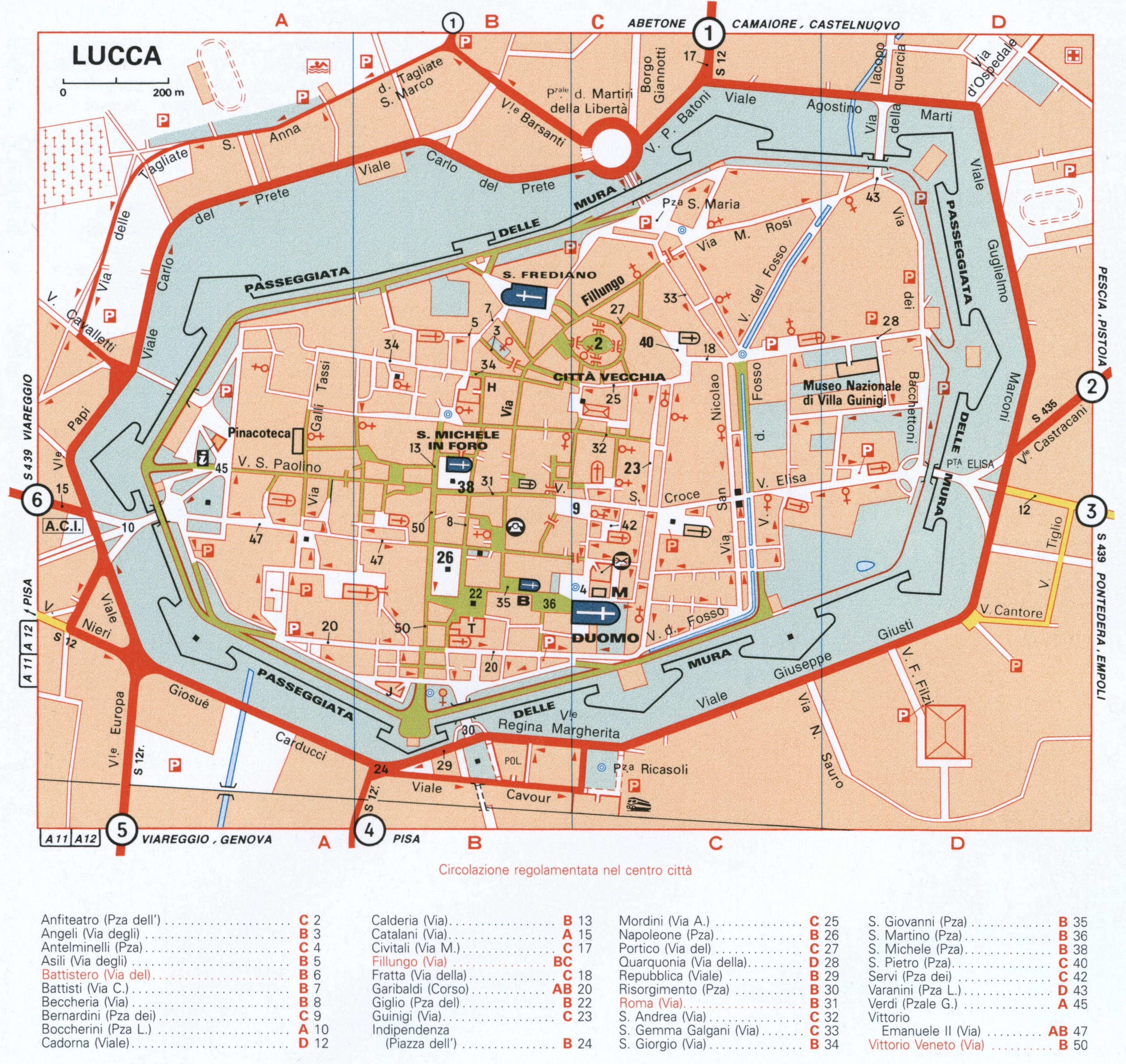 Lucca (Italy) tourist map 