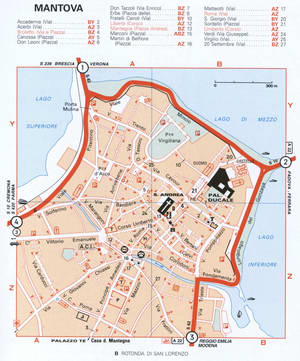 Mantova tourist map with interesting places