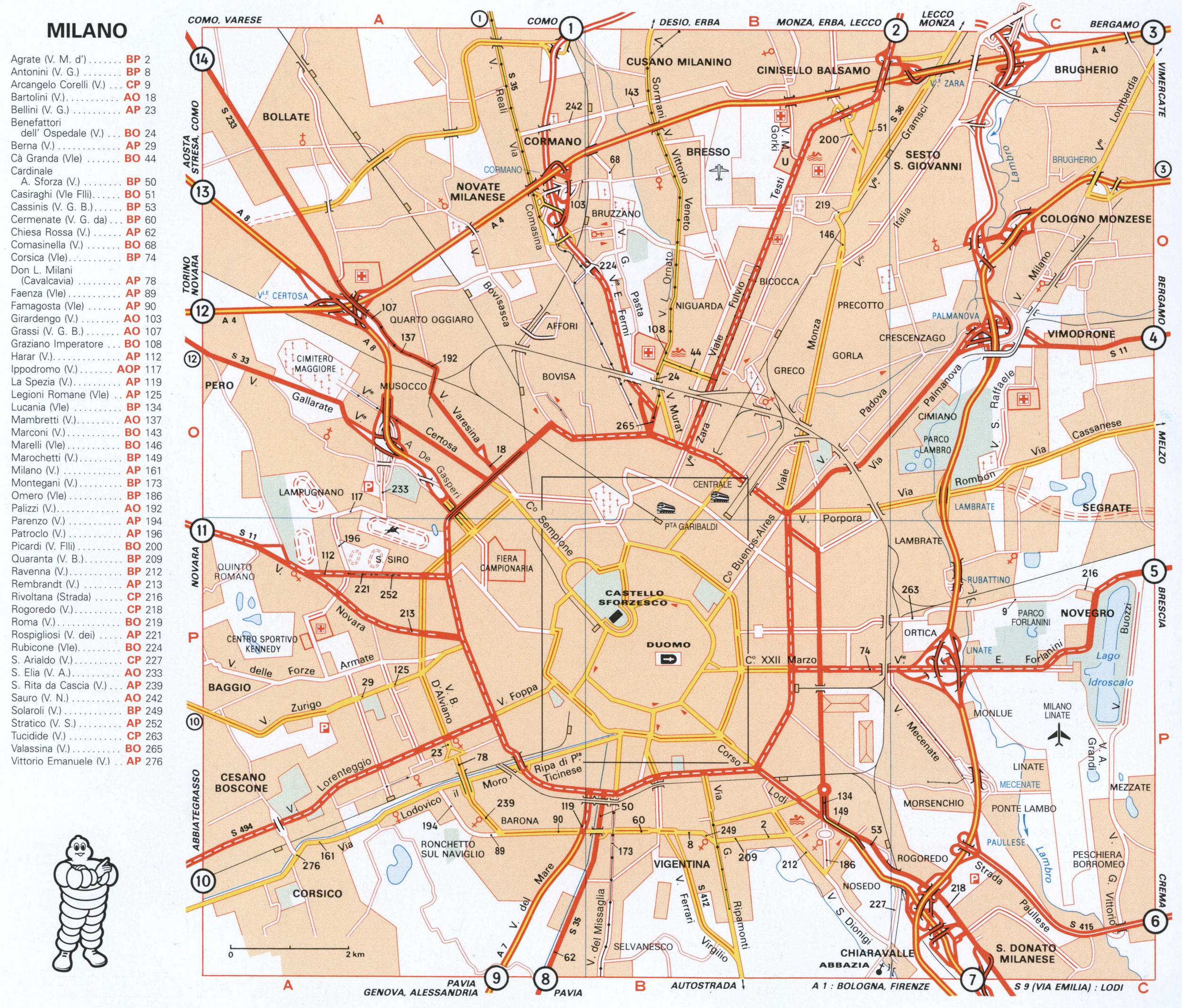 Milano tourist map