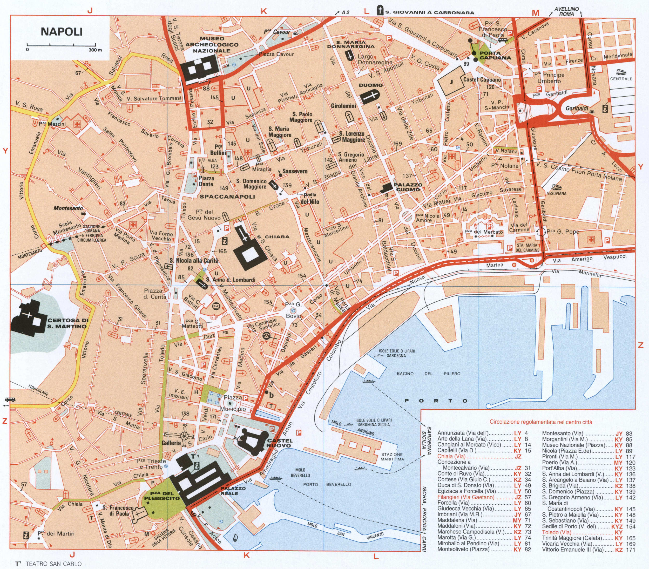Napoli city center map with attractions