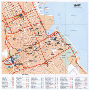 Palermo city center map with attractions