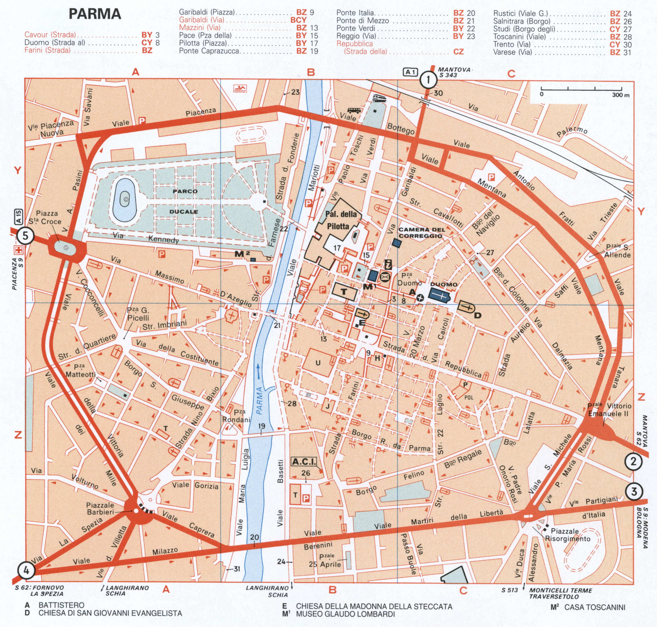 Map of Parma (Italy) with sights