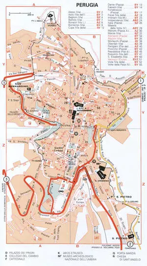 Perugia map with attractions