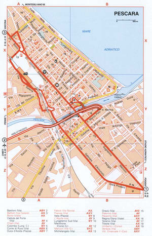 Pescara city map with attractions