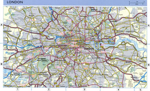 Highway map of the London area for tourists