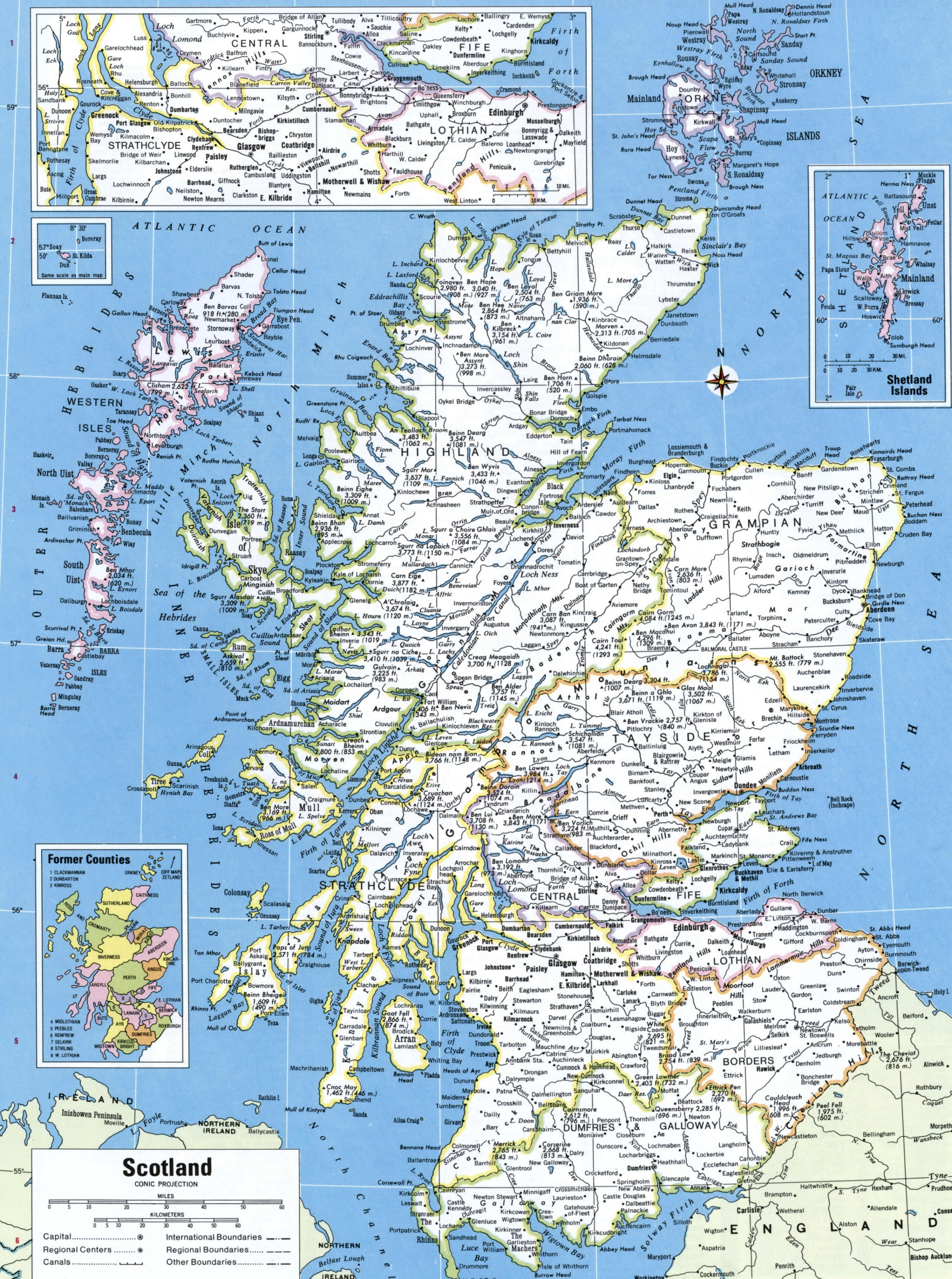 Scotland map with cities and towns