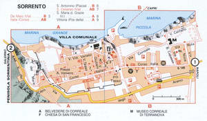 Map of Sorrento with historical landmarks