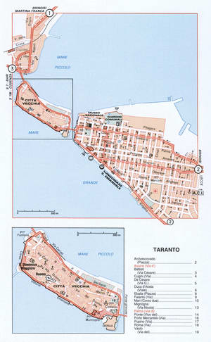 Map of Taranto with historical landmarks
