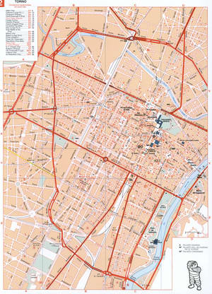 Map of Torino center with historical landmarks