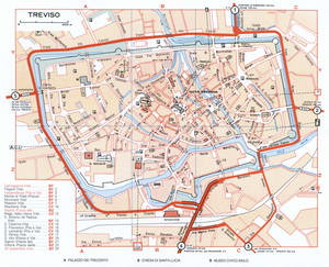 Map of Treviso with historical landmarks