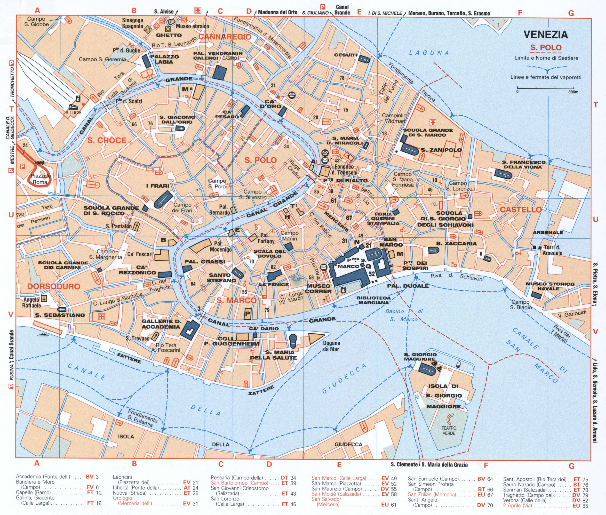 Map of Venice with historical landmarks