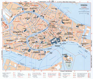 Map of Venice with historical landmarks