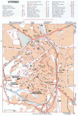 Map of Viterbo with historical landmarks