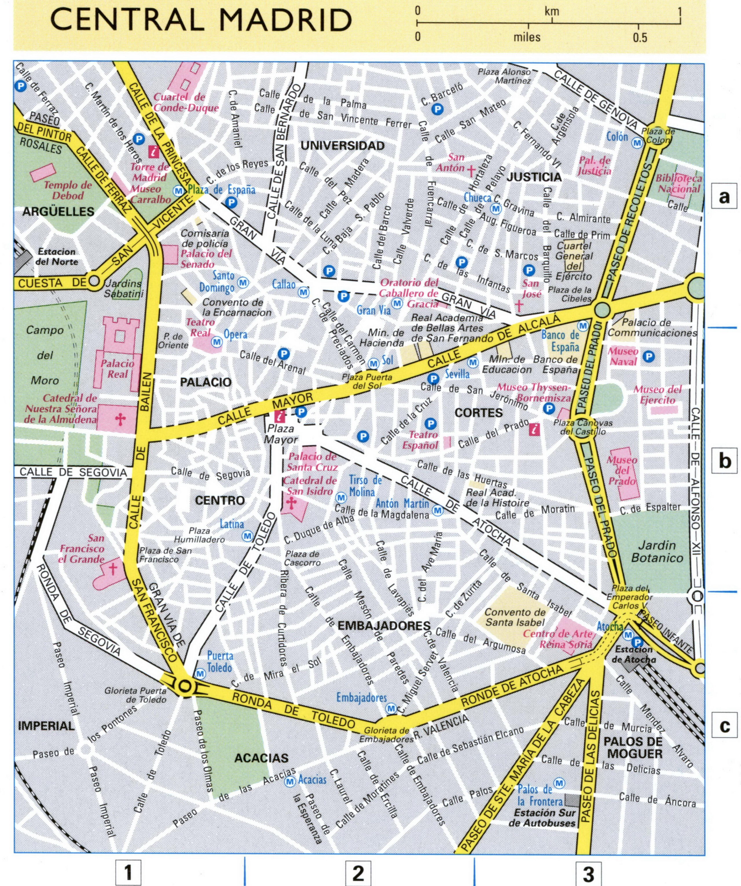 Road map of the center of Madrid