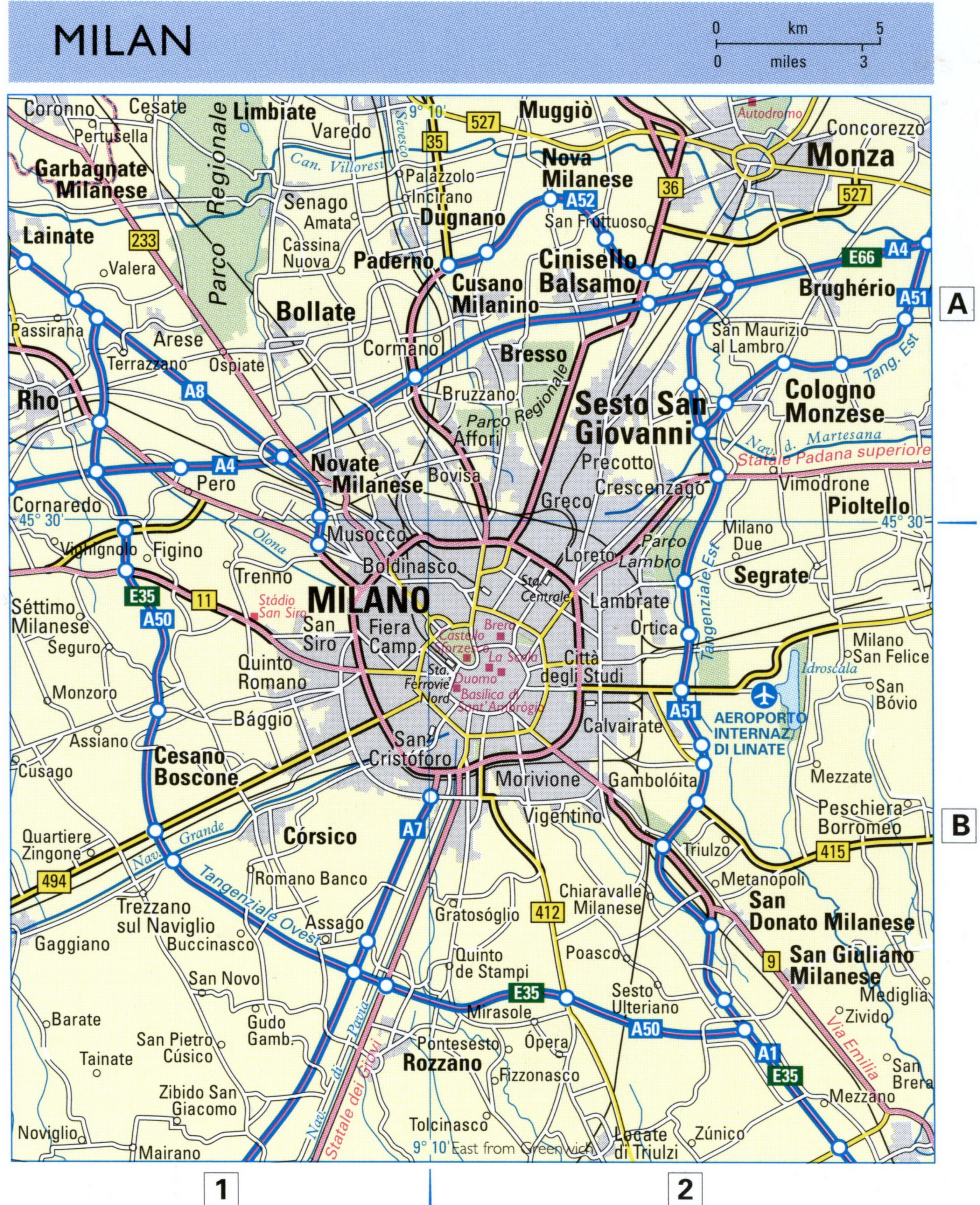 Milan motorway map