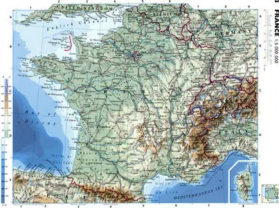 Physical map of France
