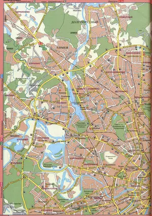 Map of Moscow streets with routes for trucks and transit traffic