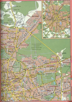 Map of Moscow streets with routes for trucks and transit traffic
