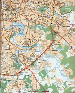street map of Moscow (Russia) with attractions