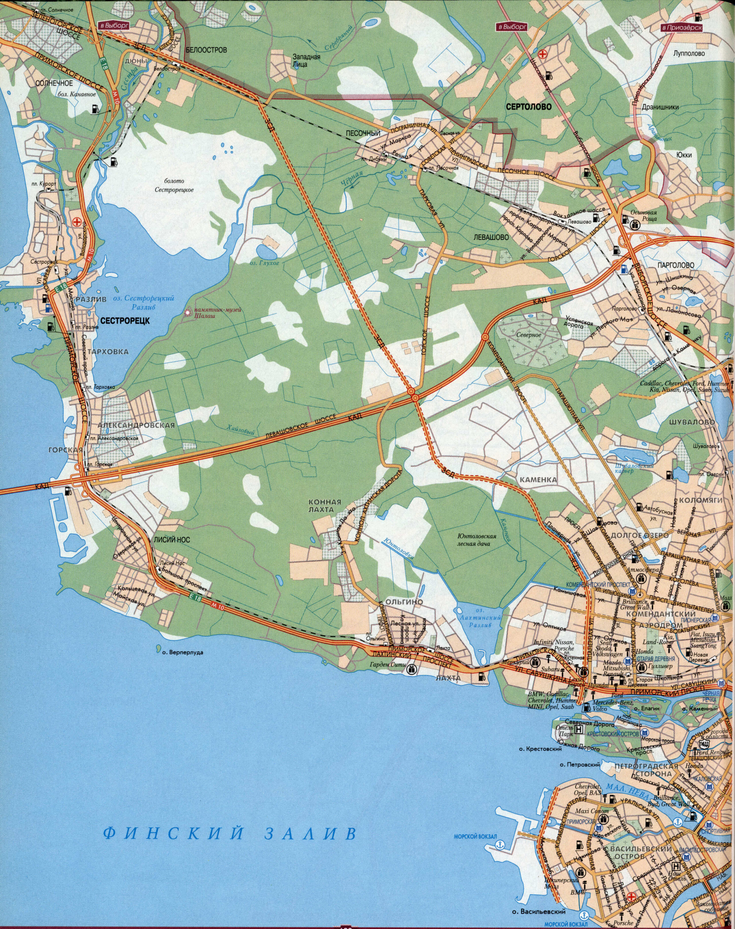 Large street map of Saint Petersburg with attractions