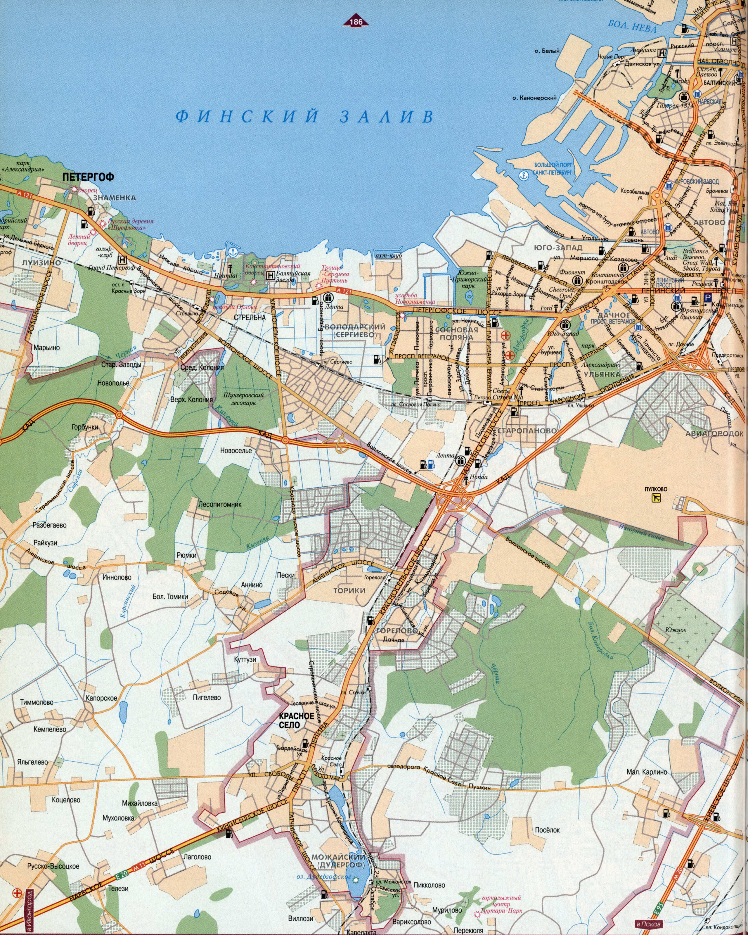 street map of Saint Petersburg with attractions