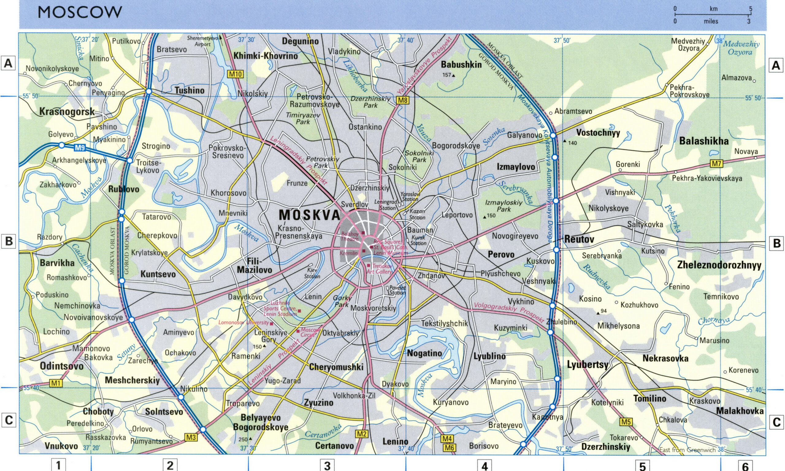 Map of Moscow with motorways