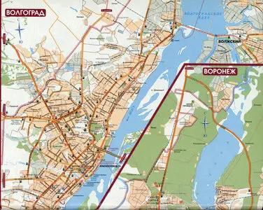 Large street map of Volgograd (Stalingrad Russia) with attractions