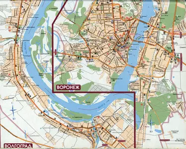 street map of Volgograd (Stalingrad Russia) with attractions