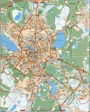 Large street map of Ekaterinburg (Russia) with attractions
