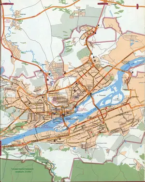 Large street map of Krasnoyarsk (Russia) with attractions