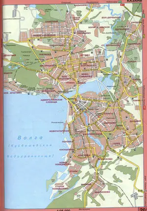 Street map of Kazan (Russia) with driving routes