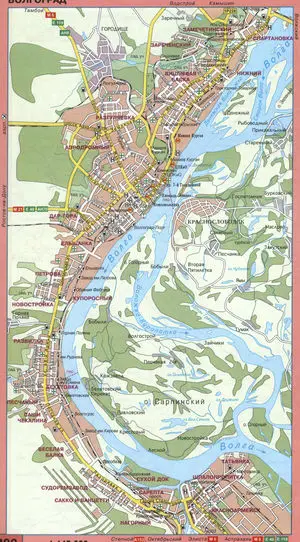 Street map of Volgograd (Stalingrad, Russia) for drivers