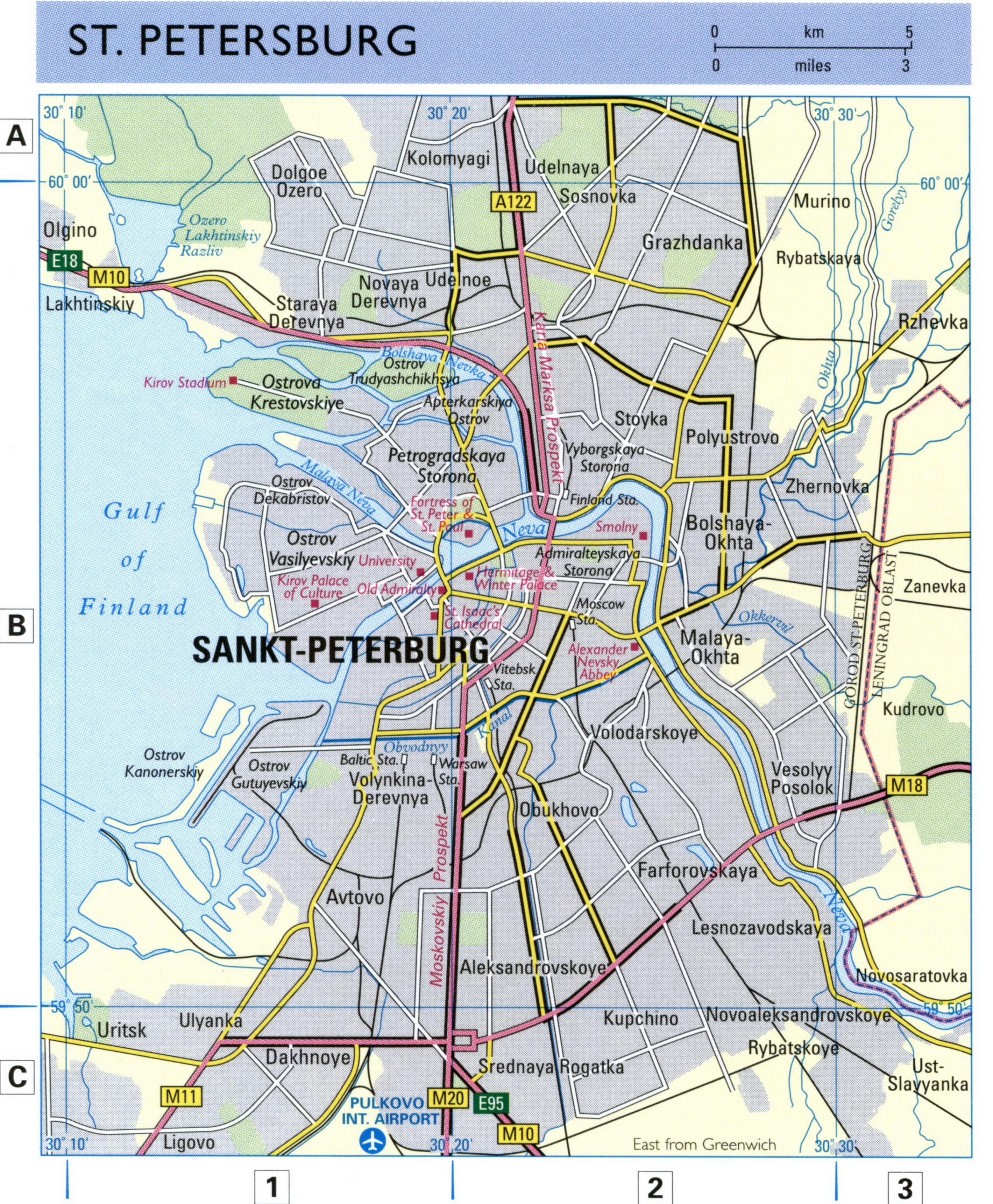 Map of the Main Highways in St. Petersburg