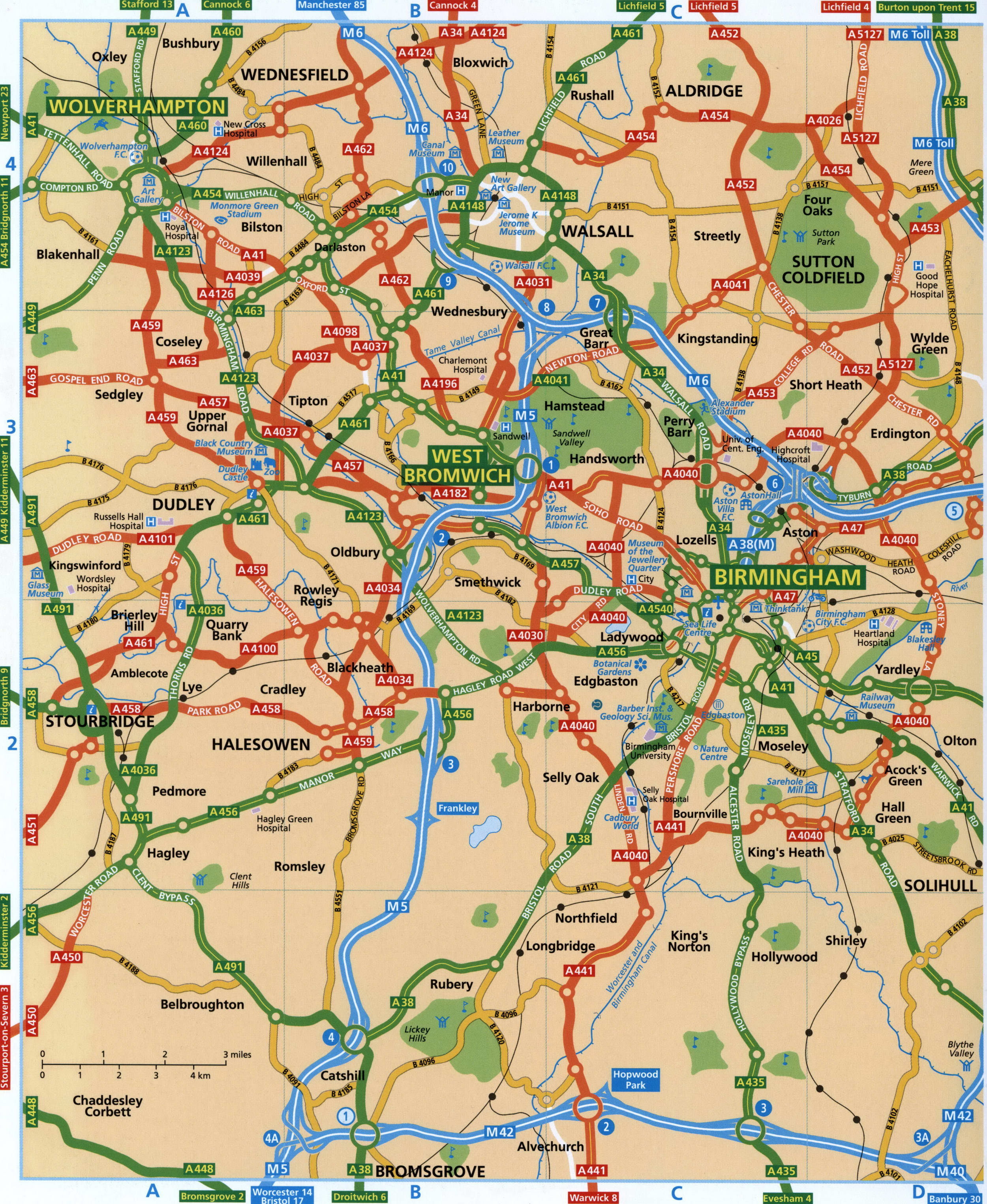Birmingham & Wolverhampton road map