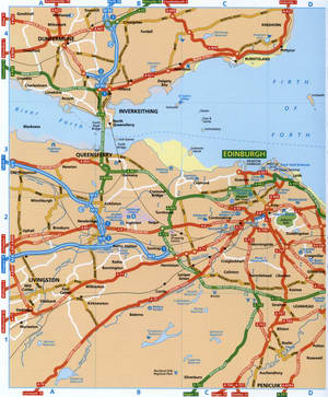 Road map of the Edinburgh area