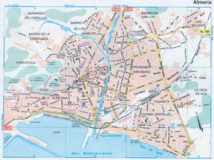 Almería (Spain) tourist map with attractions