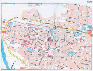 Avila (Spain) tourist map with attractions