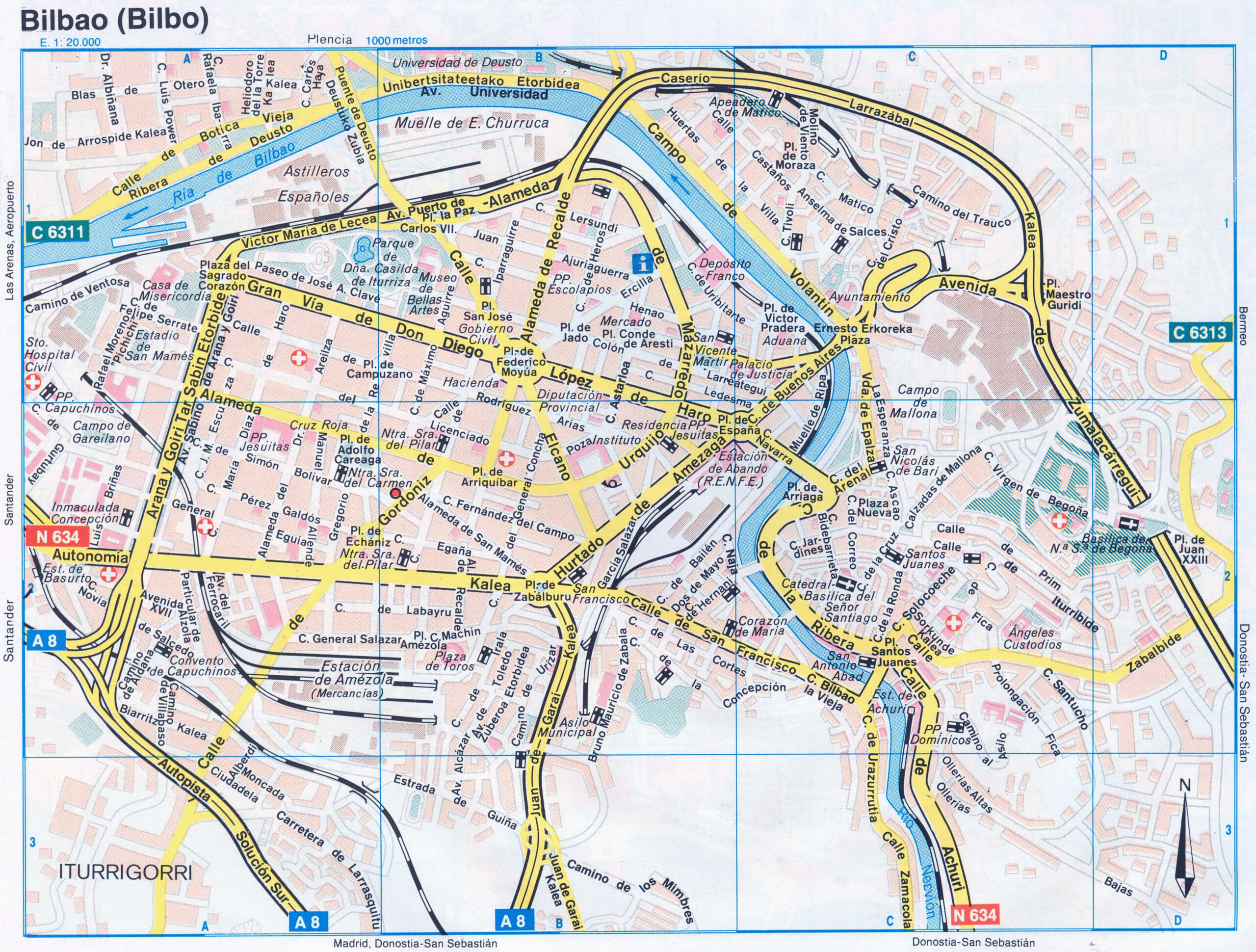 Bilbao tourist map with attractions