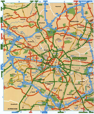 Map of expressways in Manchester and its surroundings