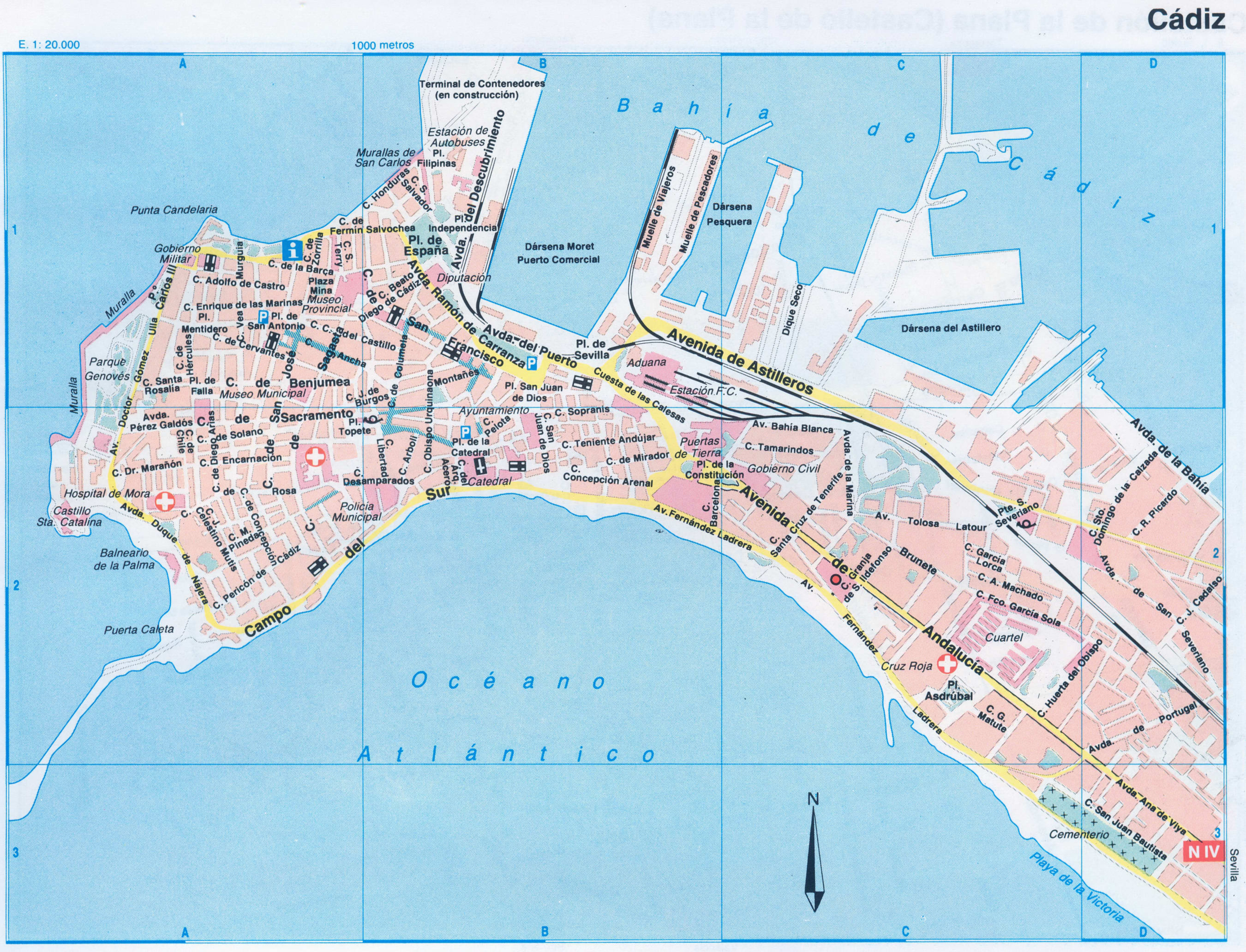 Cadiz tourist map with attractions