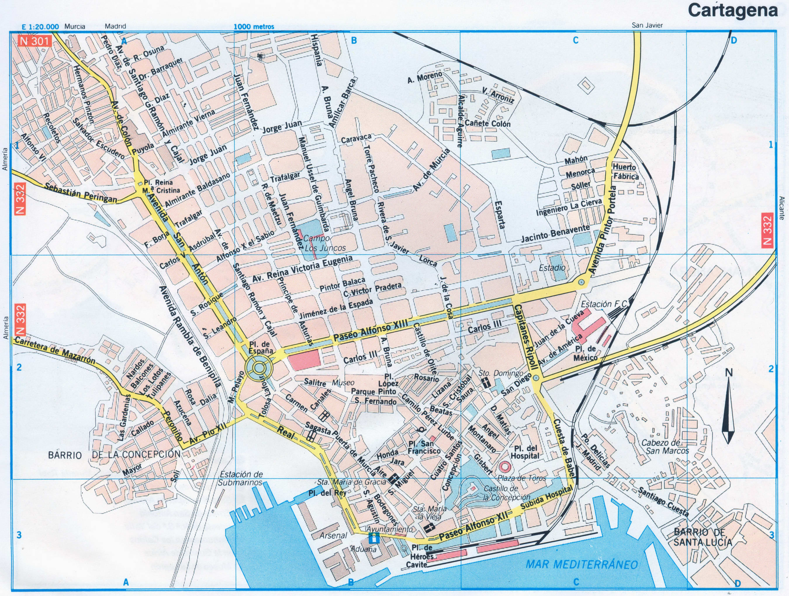 Cartagena tourist map with attractions