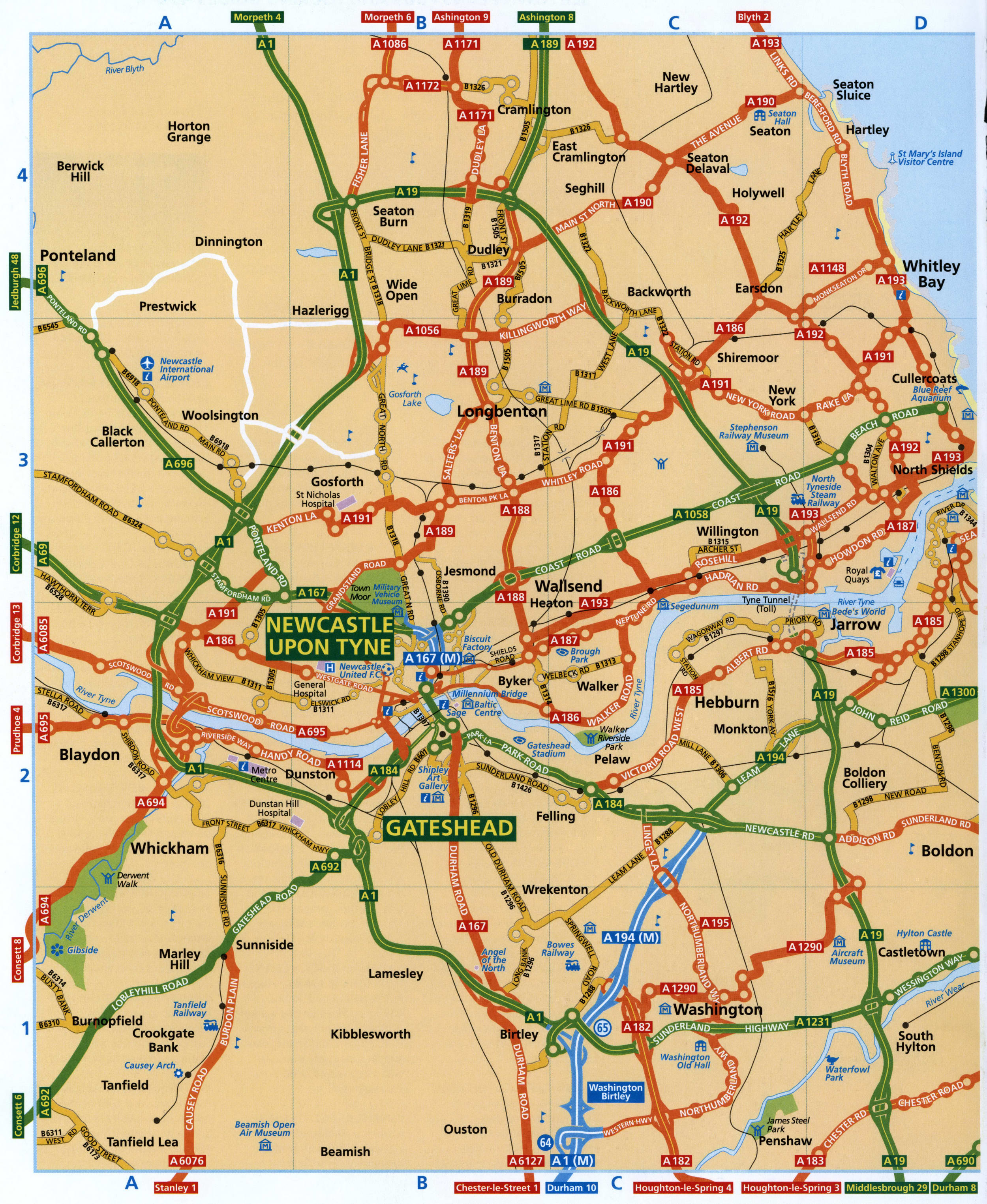 Map of Newcastle and Surroundings for Drivers